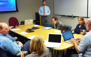 Some of the people present for the first meeting (clockwise, from top center): Andy Jones, Paul Salitsky, Brenda Rinard, Fernando Socorro, Antonella Bassi and Dave Burger.