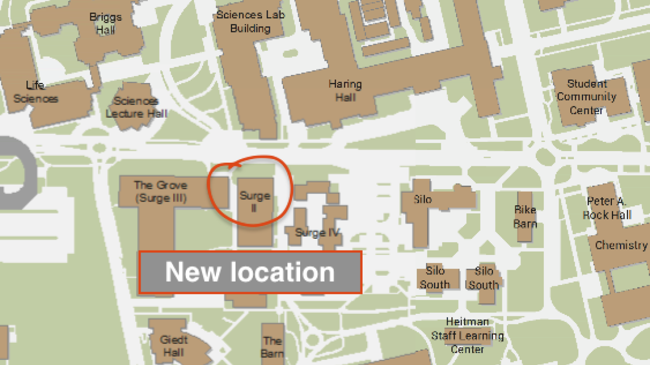 Excerpt of UC Davis campus map showing old and new locations
