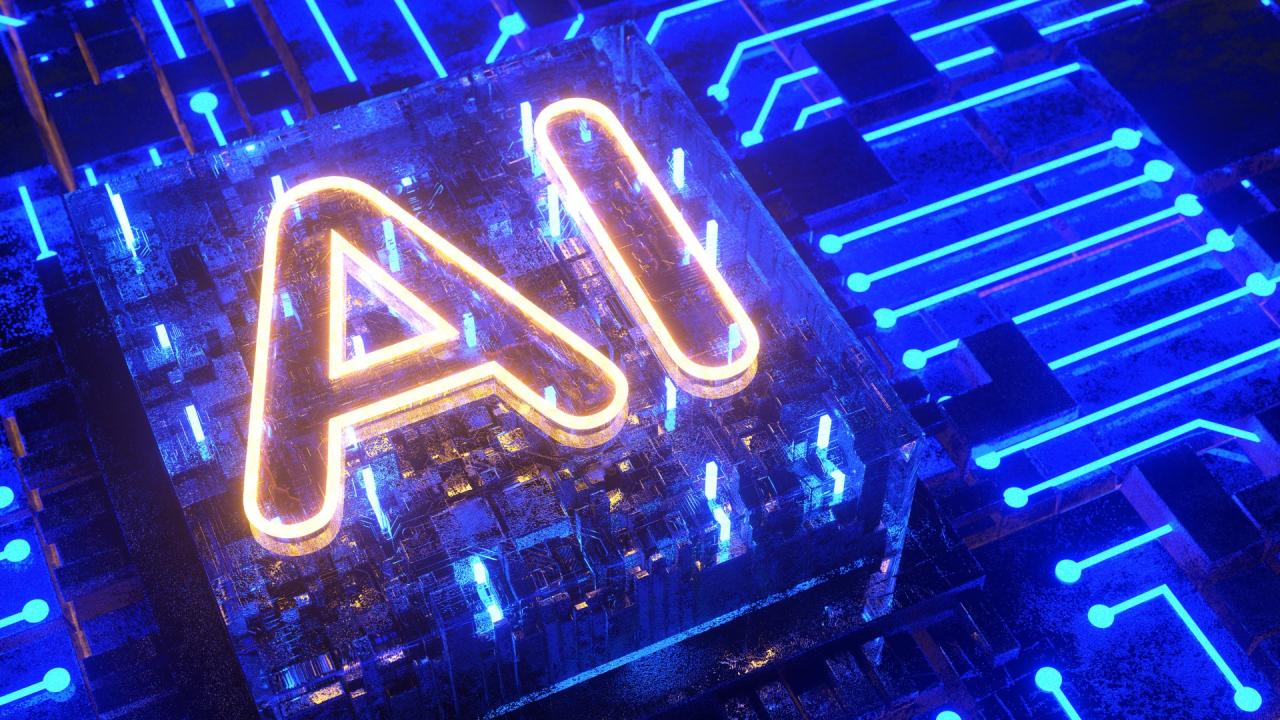 Letters AI over a technical background