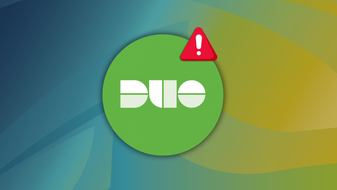 Duo Graphic with a red alert triangle