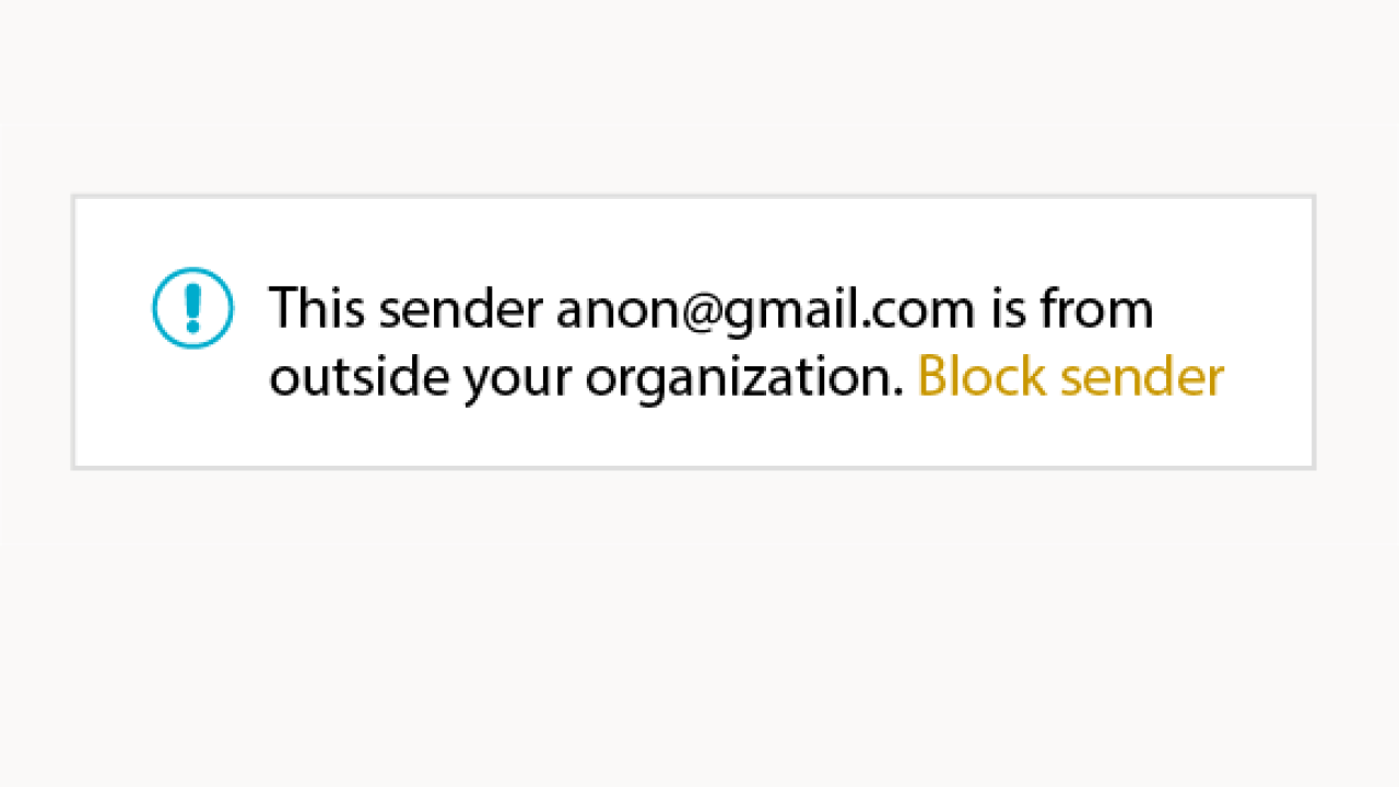 Email notification of outside sender