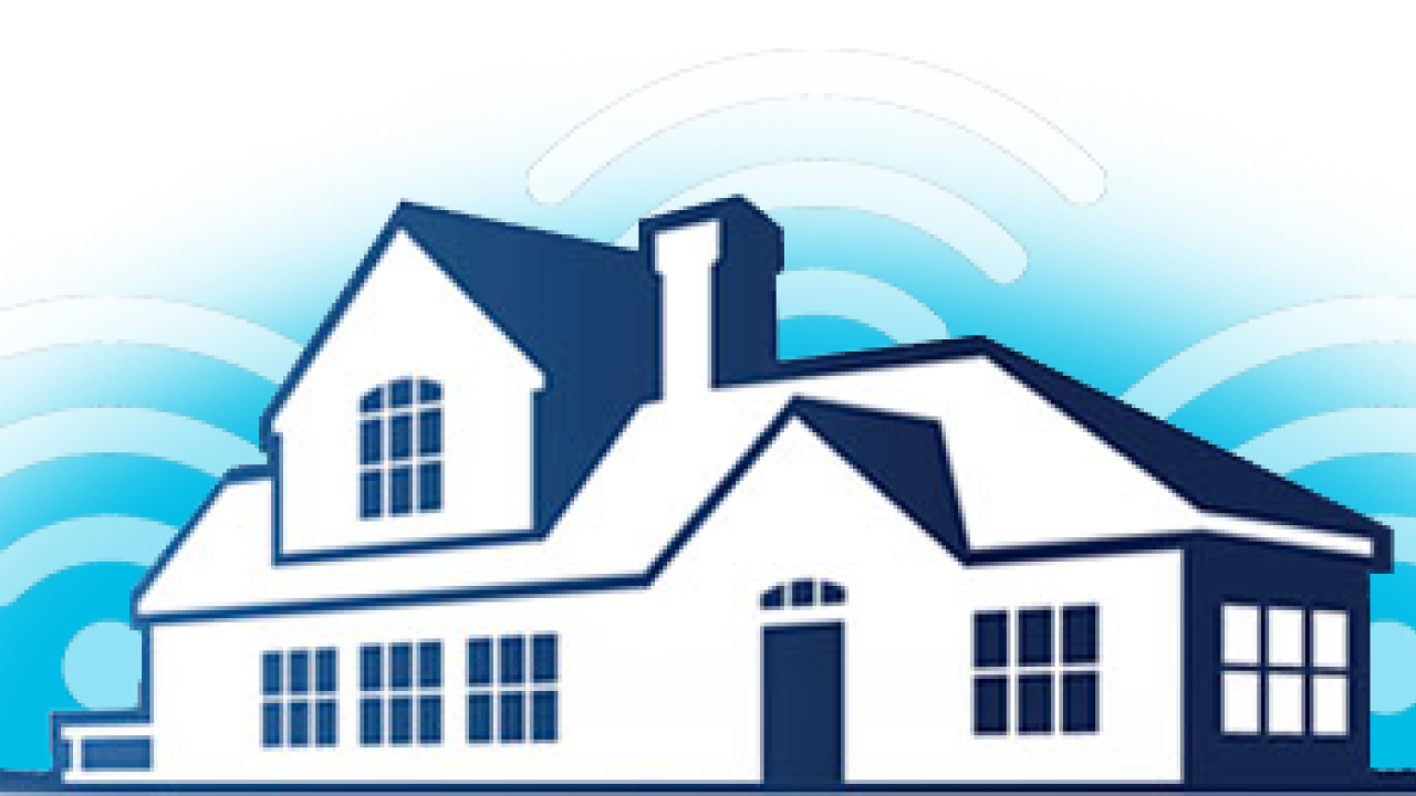 drawing of house with wifi symbols around it