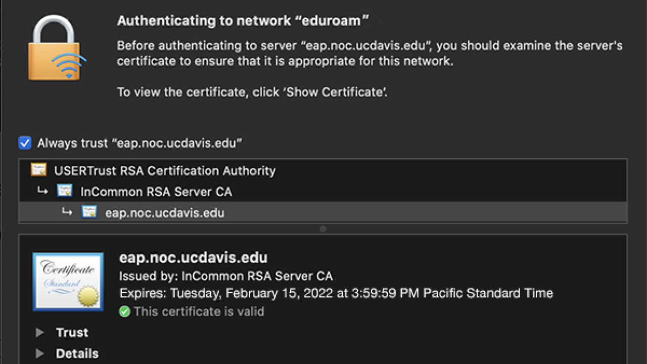 eduroam certificate sample