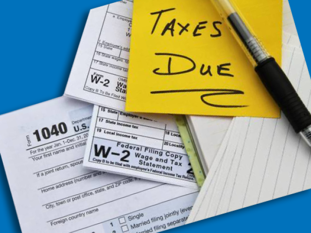tax forms post-it "Taxes Due" 1040