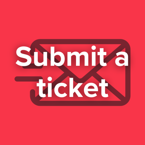 mail icon with the words submit a ticket over top