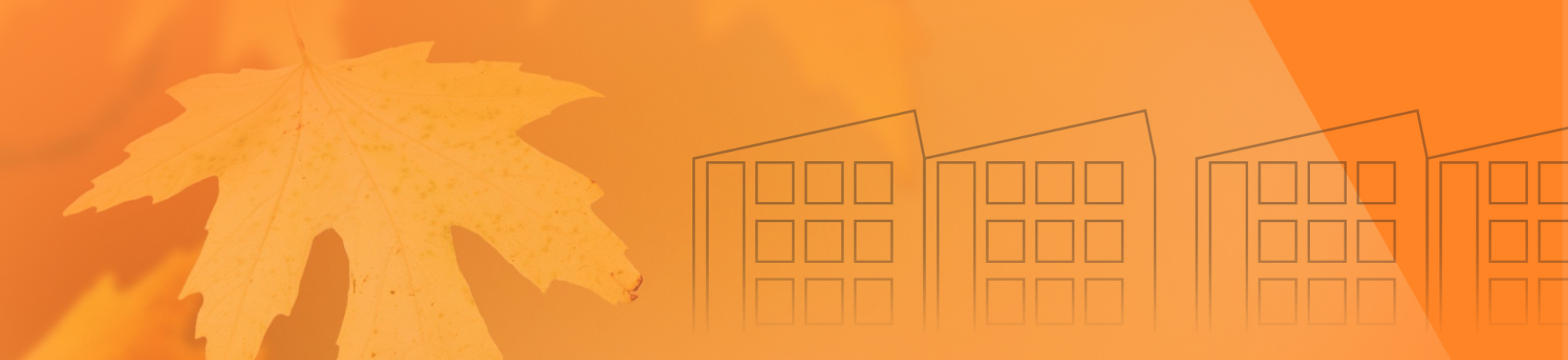 Leafy orange background with building outlines