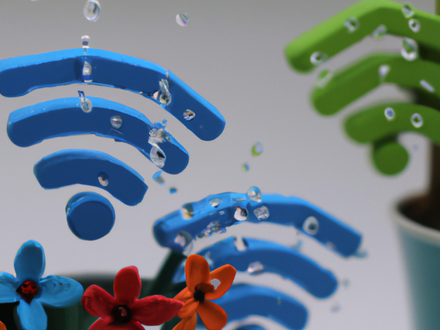 WiFi symbols and flowers with water splashes
